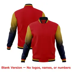 Red Old Gold Navy Gradient Raglan Varsity Letterman Jacket 7