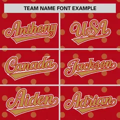 Red Old Gold Polka Dot Graffiti Authentic Baseball Jersey 3