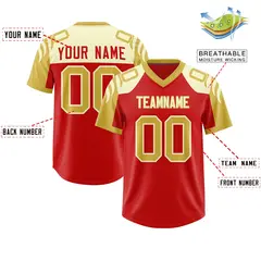Red Old Gold Raglan Sleeves Authentic Football Jersey 2