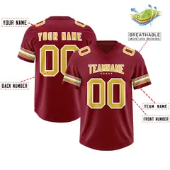 Red Old Gold Retro Sleeve Line Authentic Football Jersey 2