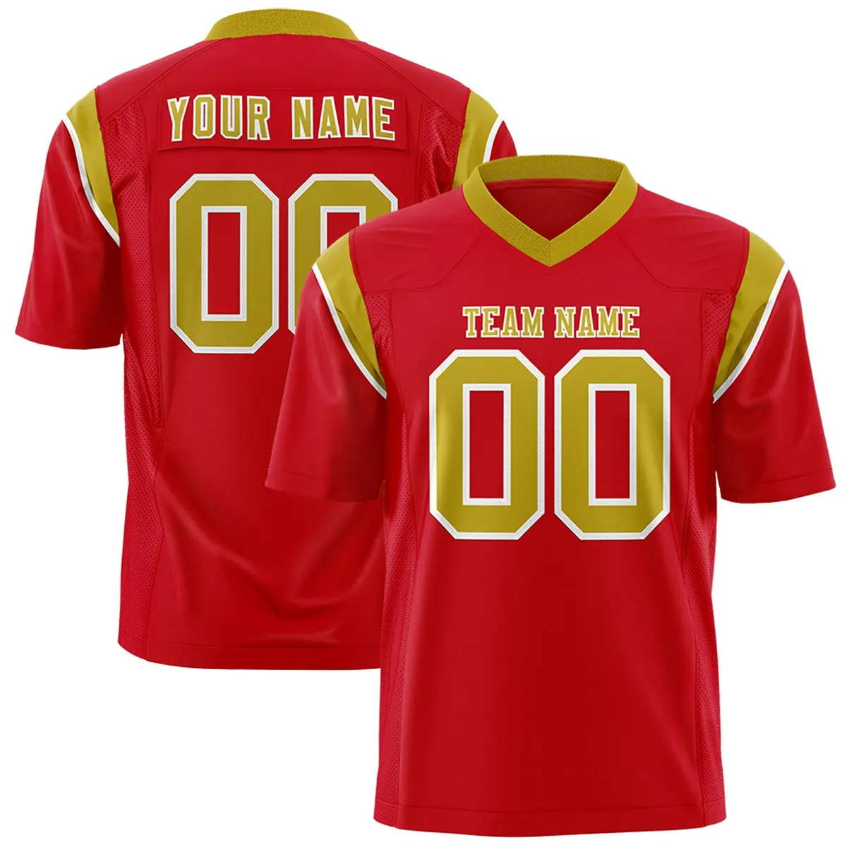 Red Old Gold Shoulder Cut Two-Tone Flag Football Jersey