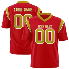 Red Old Gold Shoulder Cut Two-Tone Flag Football Jersey