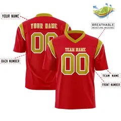 Red Old Gold Shoulder Cut Two-Tone Flag Football Jersey 2