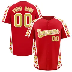 Red Old Gold Side Camo Baseball Jersey 1