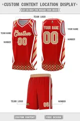 Red Old Gold Side Slash Diamond Pattern Basketball Jersey 2