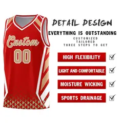 Red Old Gold Side Slash Diamond Pattern Basketball Jersey 4