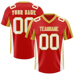 Red Old Gold Side Stripe Athletic Football Jersey 1