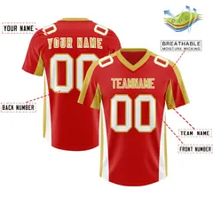 Red Old Gold Side Stripe Athletic Football Jersey 2