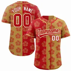 Red Old Gold Split Flower Graffiti Authentic Baseball Jersey 1