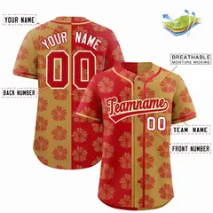 Red Old Gold Split Flower Graffiti Authentic Baseball Jersey 2
