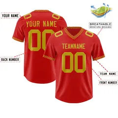 Red Old Gold Square Neckline Football Jersey 2