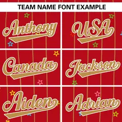 Red Old Gold Stripe Star Pattern Authentic Baseball Jersey 3