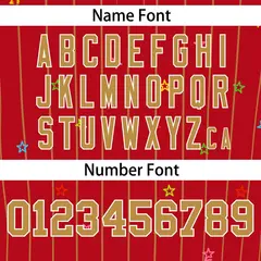Red Old Gold Stripe Star Pattern Authentic Baseball Jersey 4