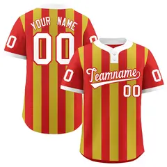 Red Old Gold Stripe Two-Button Softball Jersey 1