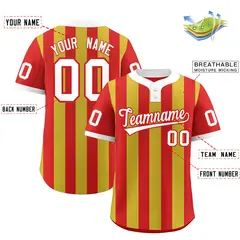 Red Old Gold Stripe Two-Button Softball Jersey 2