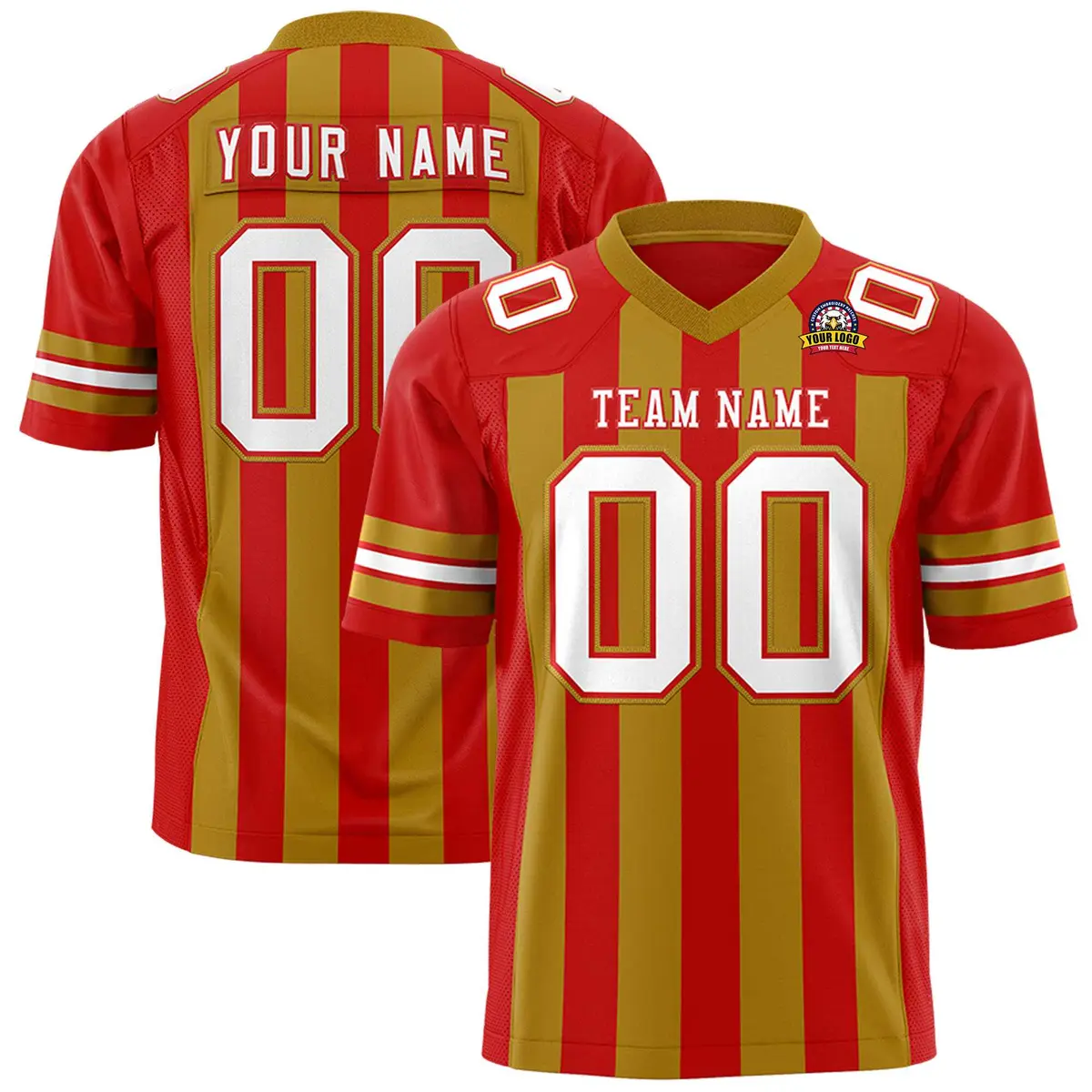 Red Old Gold Thick Stripe Authentic Football Jersey