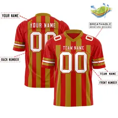 Red Old Gold Thick Stripe Authentic Football Jersey 2