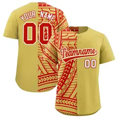 Red Old Gold Tribal Split Baseball Jersey 1