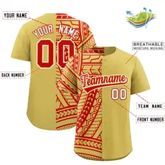 Red Old Gold Tribal Split Baseball Jersey 2