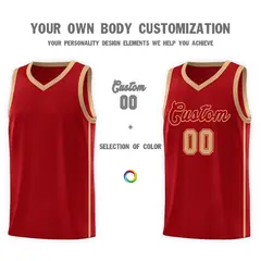 Red Old Gold Two Bars Basketball Uniform Jersey 3