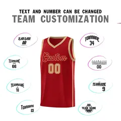 Red Old Gold Two Bars Basketball Uniform Jersey 4