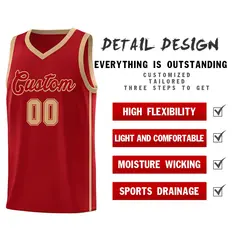 Red Old Gold Two Bars Basketball Uniform Jersey 5
