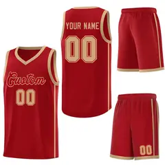Red Old Gold Two Bars Basketball Uniform Jersey 6