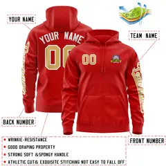 Red Old Gold Varsity Full-Zip Letterman Jacket Hoodie 4