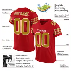 Red Old Gold-White Classic Mesh Football Jersey 2