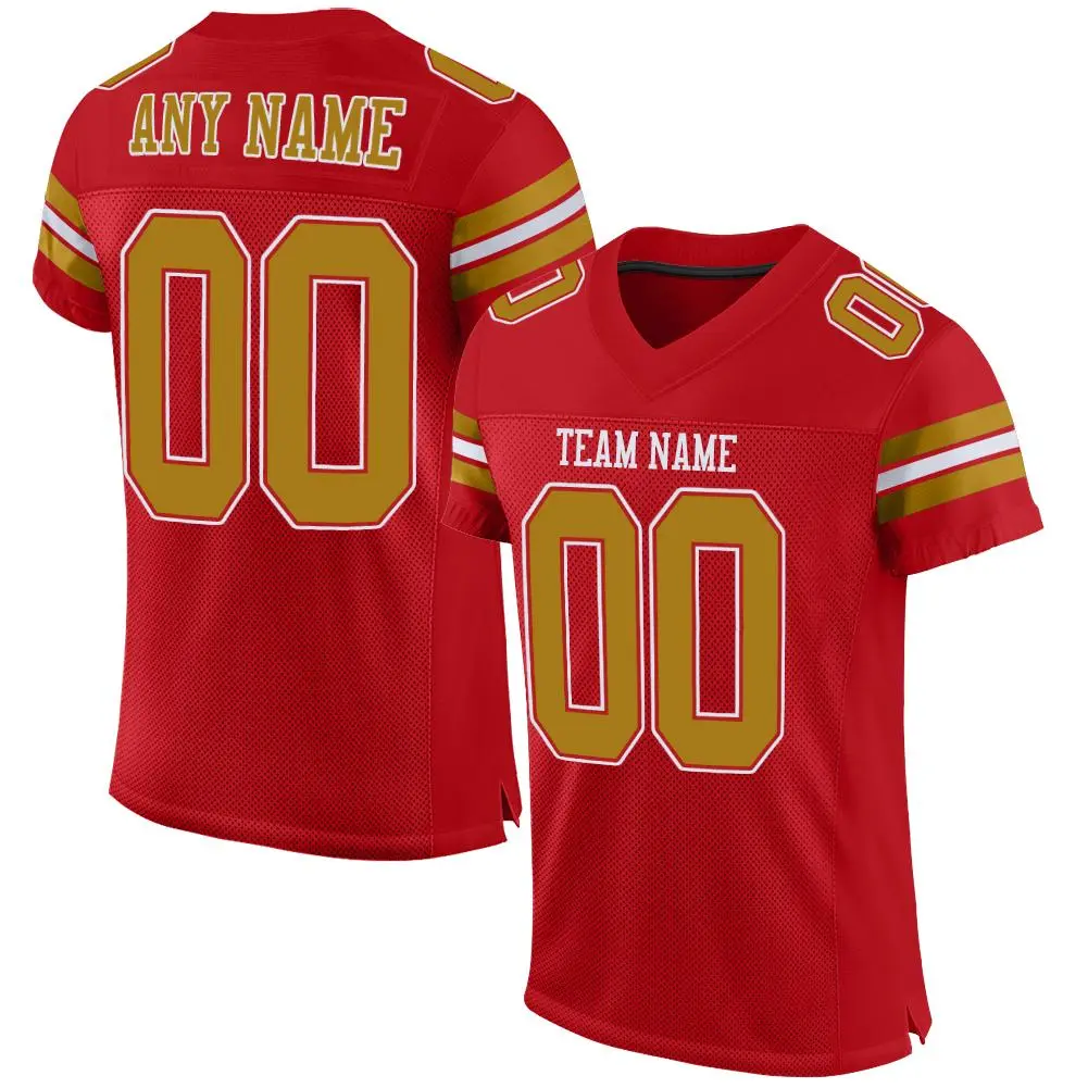 Red Old Gold-White Classic Mesh Football Jersey