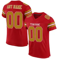 Red Old Gold-White Classic Mesh Football Jersey 1