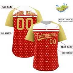 Red Old Gold-White Raglan Star Print Baseball Jersey 2