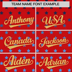Red Old Gold-White Raglan Star Print Baseball Jersey 3