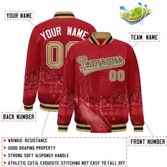 Red Old Gold White San Francisco Skyline Varsity Full-Snap Jacket 2