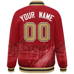 Red Old Gold White San Francisco Skyline Varsity Full-Snap Jacket 4