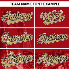 Red Old Gold White San Francisco Skyline Varsity Full-Snap Jacket 5