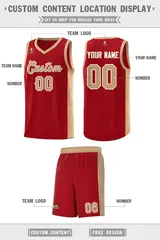 Red Old Gold White Side Splash Basketball Jersey 2
