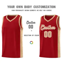 Red Old Gold White Side Splash Basketball Jersey 3