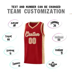 Red Old Gold White Side Splash Basketball Jersey 4