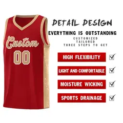 Red Old Gold White Side Splash Basketball Jersey 5