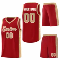 Red Old Gold White Side Splash Basketball Jersey 6