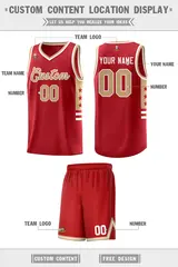 Red Old Gold-White Star Pattern Sports Basketball Jersey 2