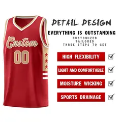 Red Old Gold-White Star Pattern Sports Basketball Jersey 4