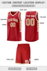 Red Old Gold-White Star Pattern Sports Basketball Jersey 5