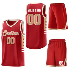 Red Old Gold-White Star Pattern Sports Basketball Jersey 6