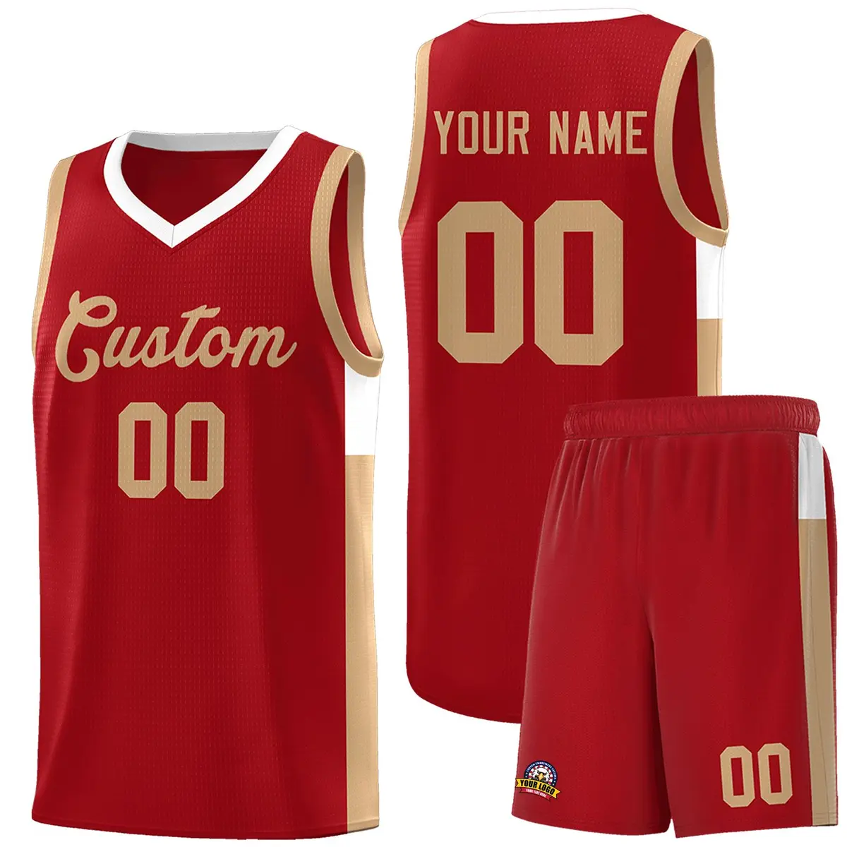 Red Old Gold-White Two-Tone Classic Basketball Jersey