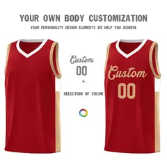 Red Old Gold-White Two-Tone Classic Basketball Jersey 3