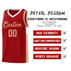 Red Old Gold-White Two-Tone Classic Basketball Jersey 5