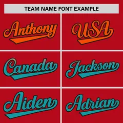 Red Orange-Aqua Gradient Font Side Baseball Jersey 3