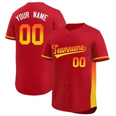 Red Orange-Gold Gradient Font Side Baseball Jersey 1